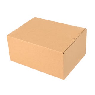 caja regular en cartón corrugado con medidas 20 X 13 X 11" en color kraft  con tapa cerrada y de lado