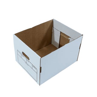 fondo de color blanco en cartón corrugado para caja de archivo abierto y de lado
