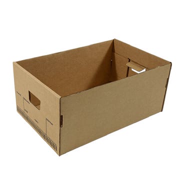fondo color kraft en cartón corrugado para caja tipo archivo legal con taa abierta y de lado